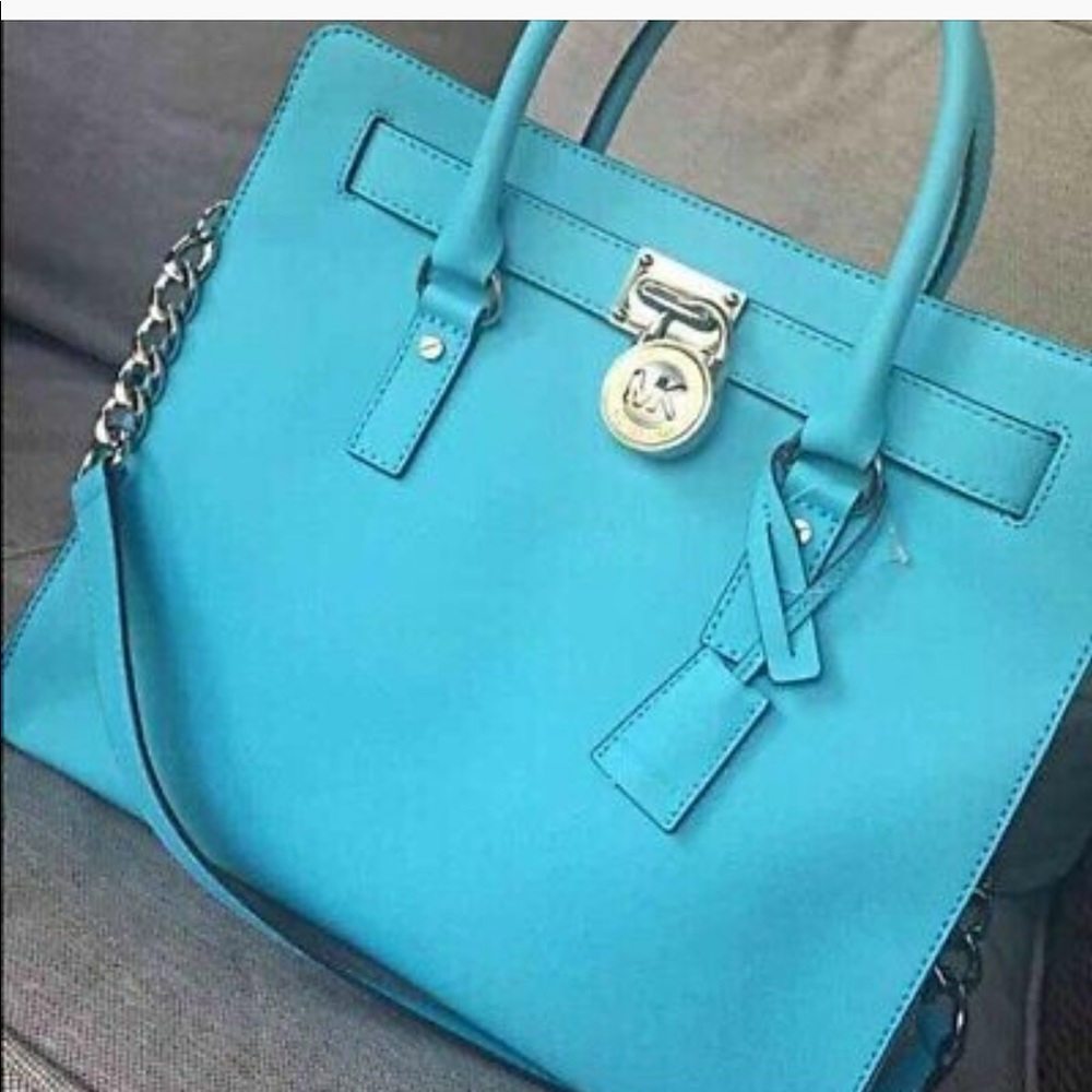 Michael Kors 'Hamilton' Turquoise Leather Tote